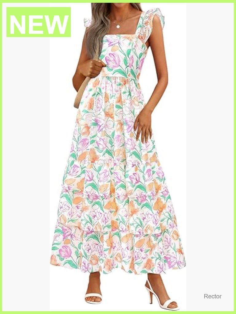 Sleeveless Floral Maxi Dress With Pockets Casual Boho
